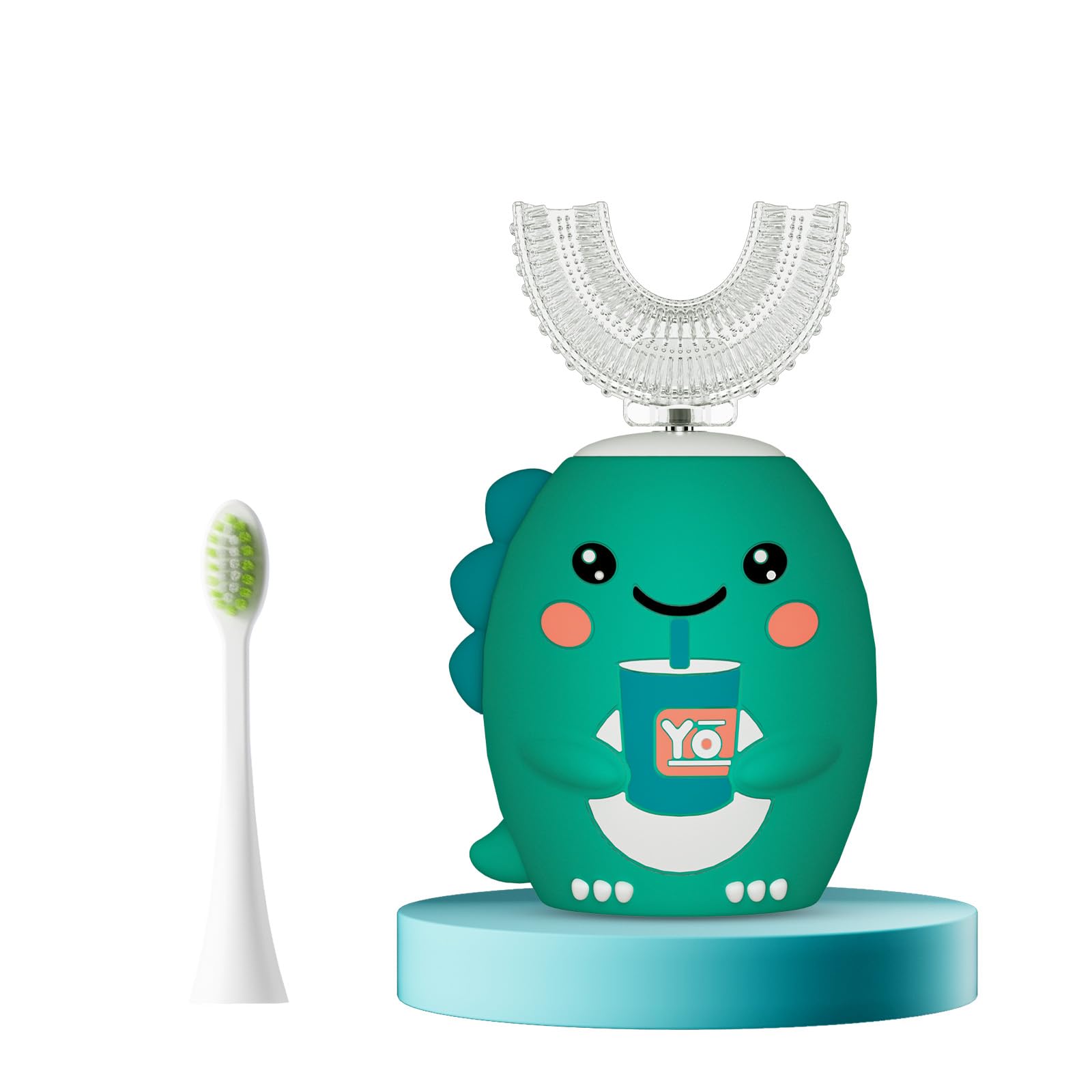 Yodabai Spazzolino elettrico per bambini, spazzolino a ultrasuoni a forma di U, spazzolino ricaricabile per bambini con timer intelligente, spazzolino sonico per bambini 6 modalità, design