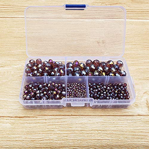 Image of Chengmu Purple Rondelle Glass Beads for Jewelry Making, Faceted Briolette Crytal Spacer Beads for Bracelet Necklace Earring (2mm 4mm 6mm 8mm 10mm Mixed Sizes, 1000pcs)