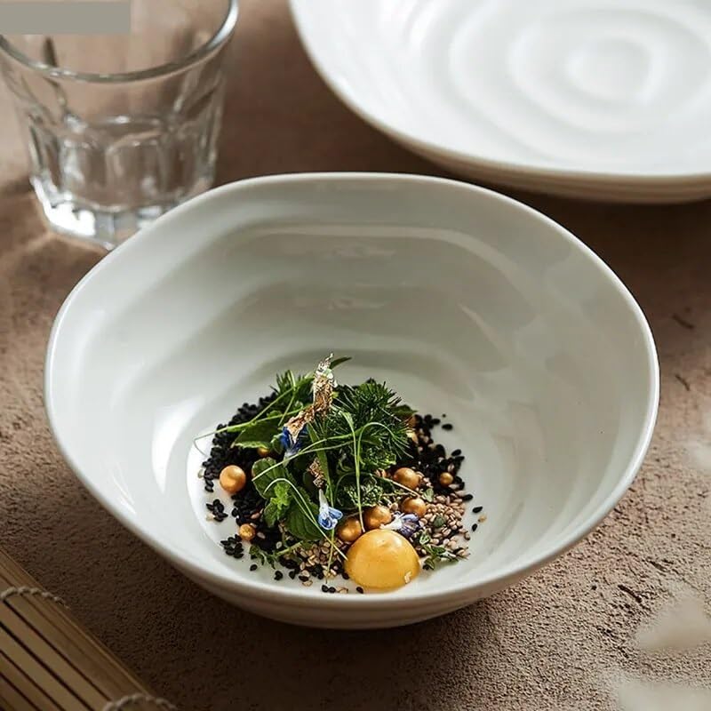 Forniture Per Feste Piatti Piatti Piatti for macedonia di frutta in ceramica Piatti for cena di forma irregolare Ristorante Stoviglie in tinta unita Ramen Ciotole for noodle Ciotole for zuppa Piatti D