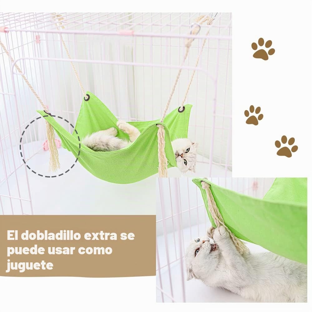 Yitexin Hamaca para Gatos, Hamaca Transpirable para Mascotas, Cama Colgante para Gatos con mosquetones de Metal y borlas, Hamaca Colgante para Gatos