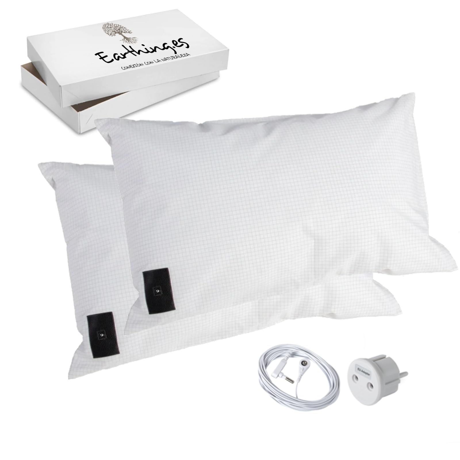 Funda de Almohada Earthing Grounding – Algodón Orgánico Gots 71x51 cm – Mejora del Sueño, Reducción del Estrés y Cortisol – Bienestar y Salud Natural