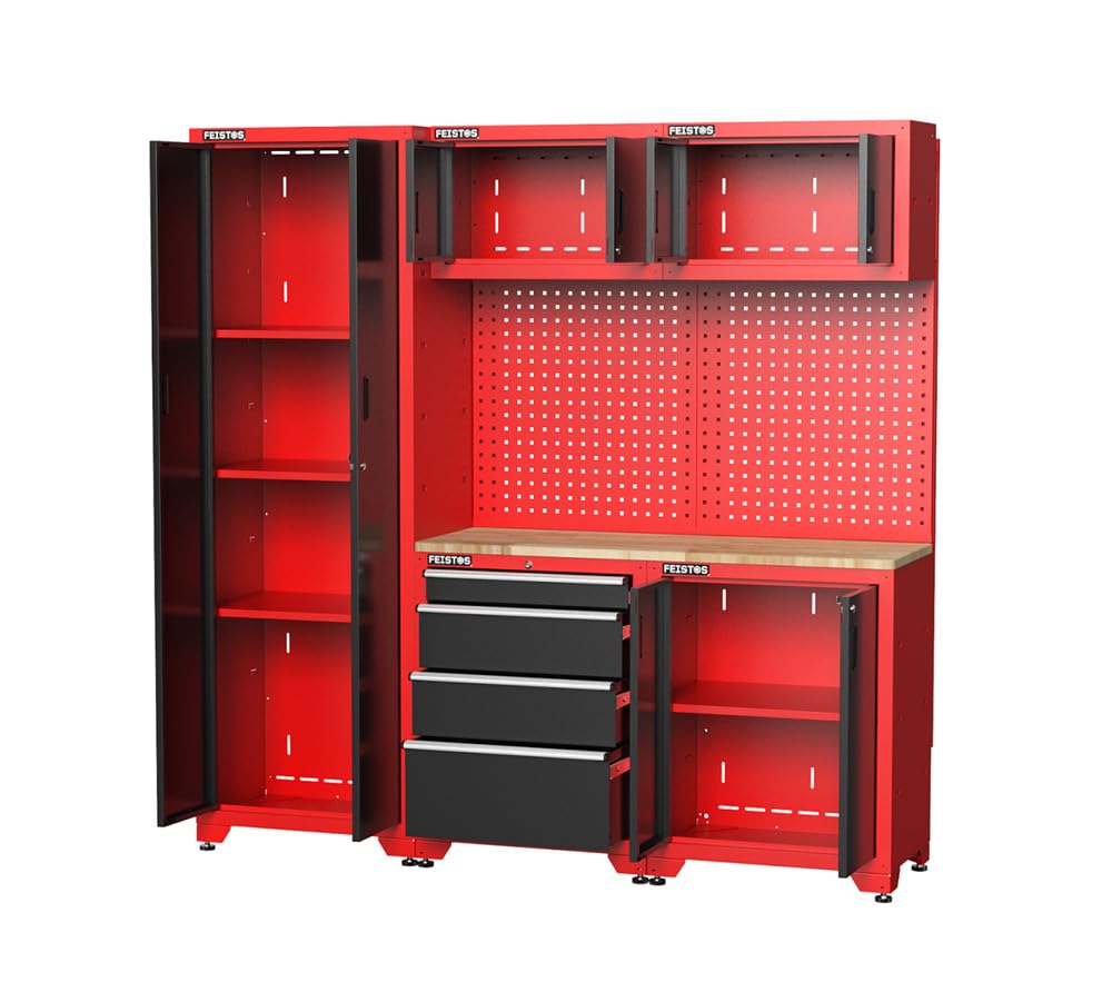 Werkstatteinrichtung Juno 2 1980x457x1981 mm Rot/Schwarz Werkbank