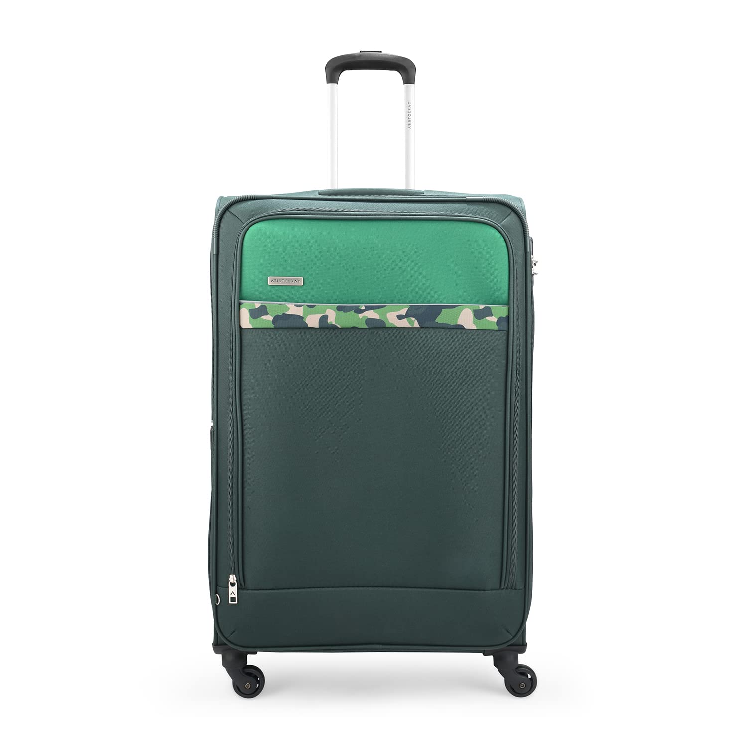 AristocratLarge Commander 79Cms Premium Polyester with PVC Coating Soft Sided Check-in 4 Wheels Green Spinner Suitcase