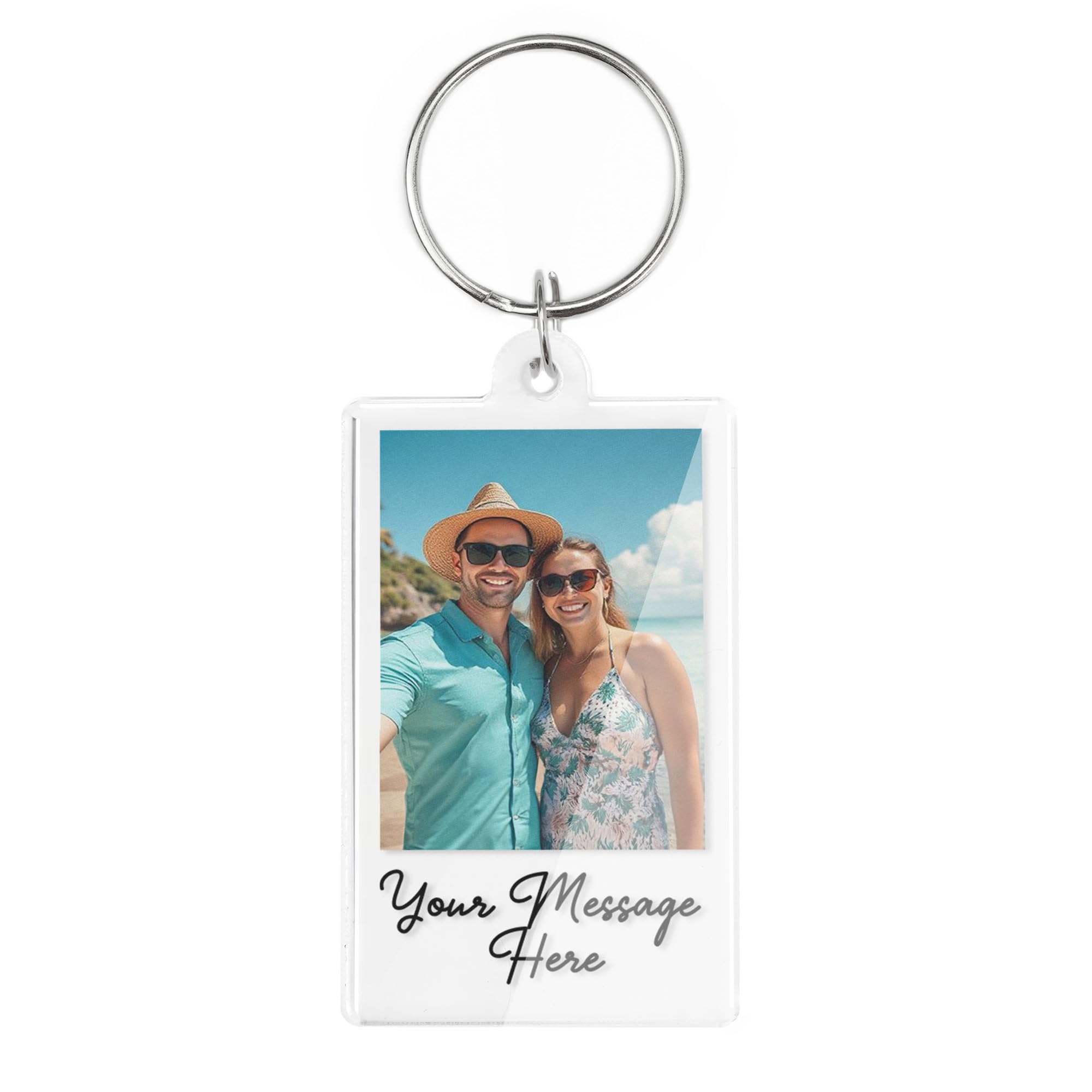 A1 Graphics Ltd Personalised Photo Keyring Clear Custom Message Keychain Gift for Boyfriend, Girlfriend, Mum, Dad, Anniversary, Birthday, Wedding, Christmas, Valentine’s Day Keepsake