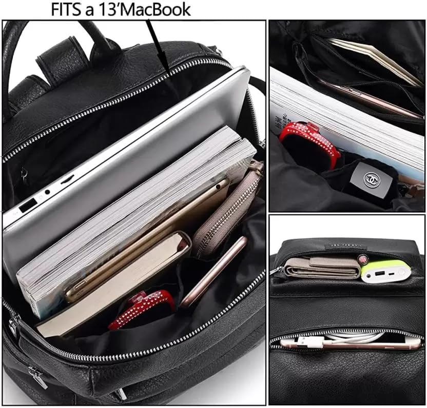 Image of Leather Backpack for Women | Large Capacity | College and Office use | PU Leather | shoulder bag for Ladies,