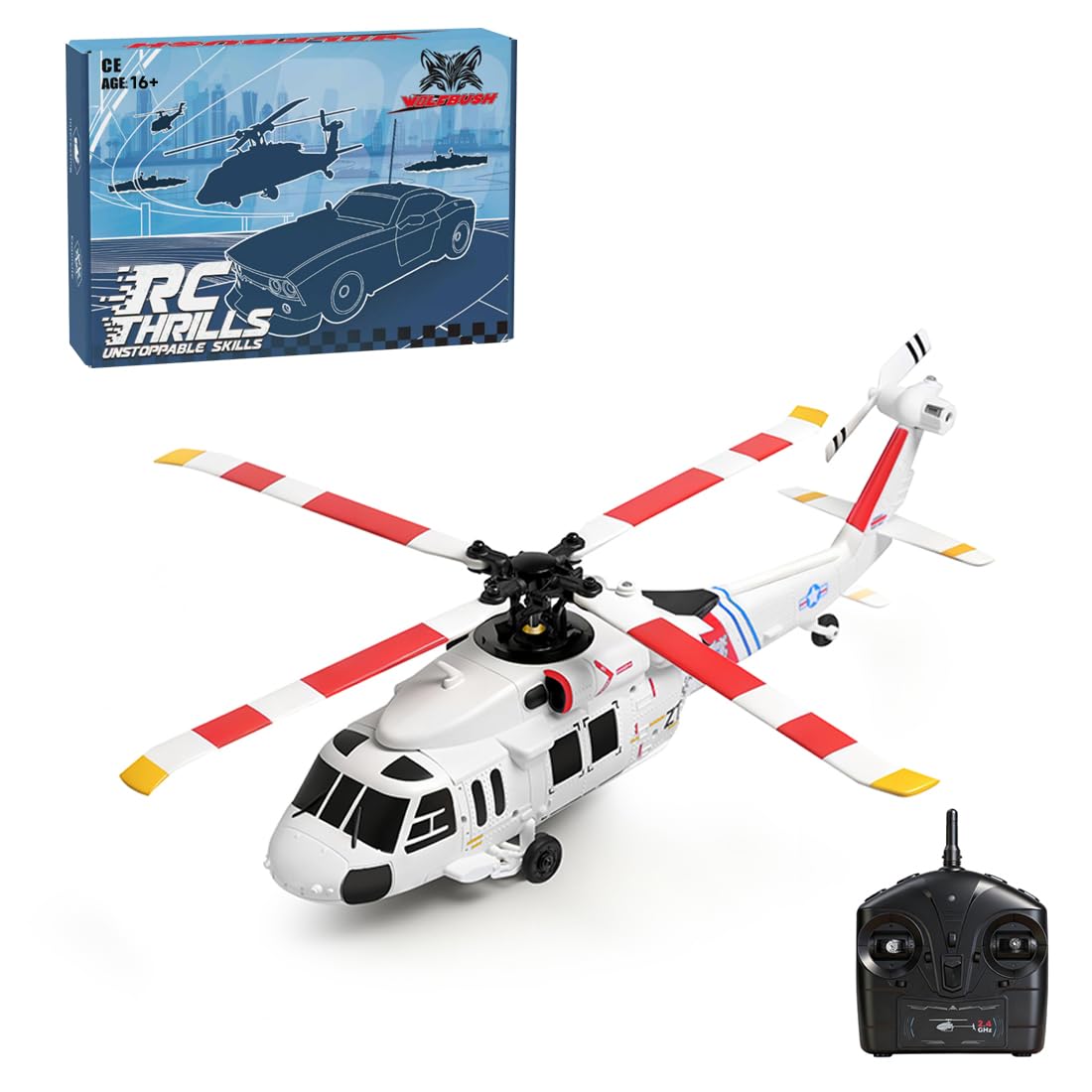 Elicottero radiocomandato WL K270 UH-60L, 2,4 GHz, 4 canali, classe 170, 4 rotori, flybarless, mantenimento dell'altitudine della pressione atmosferica, gas sinistra/destra, 1 batteria (flusso