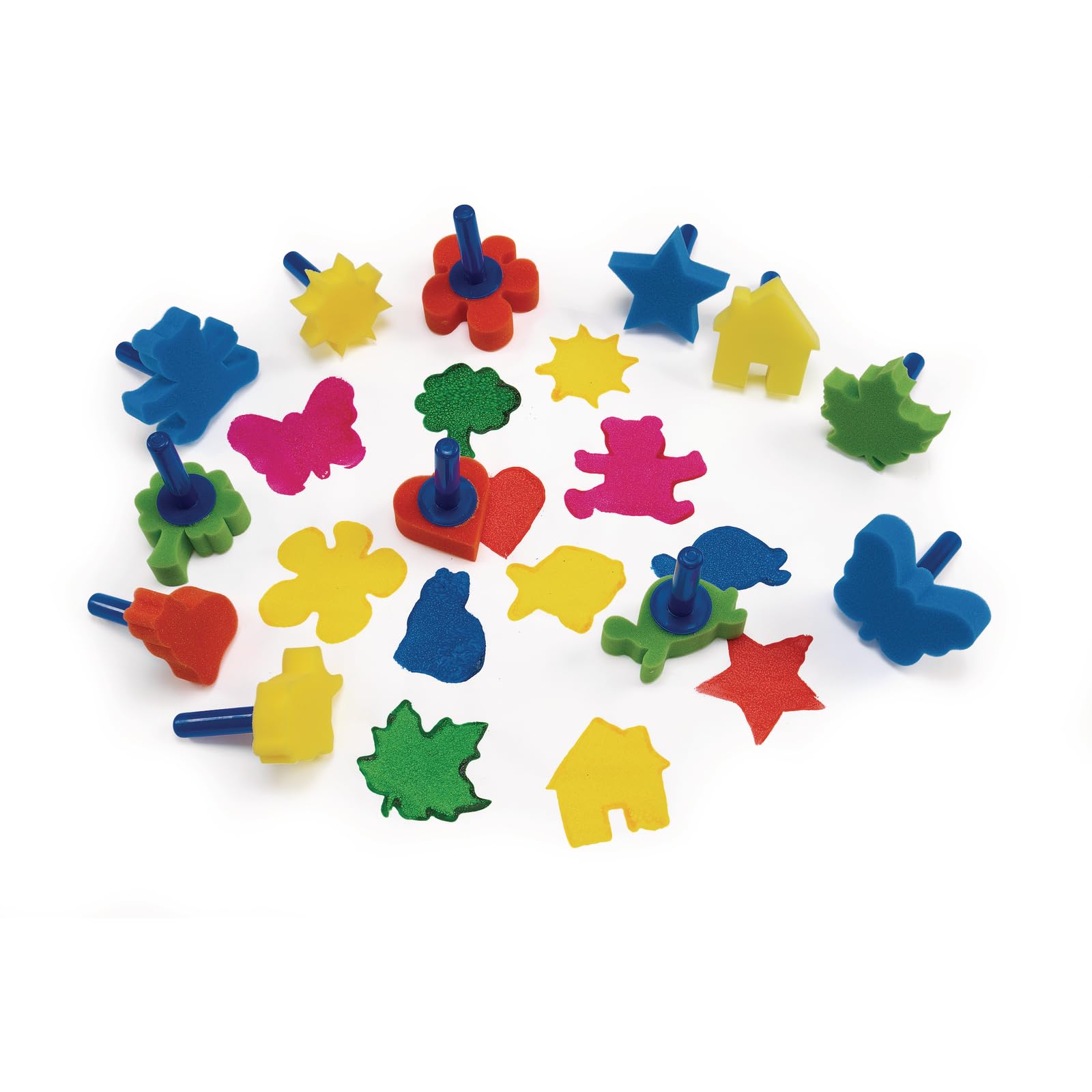 Colorations(r) Paint Sponge Stampers, Set of 12 Different & Fun Shapes, Easy to Grip & Use, Designed for Paint & Crafting, Use at School or Home, Paint Stampers for Kids, Stampers for Young Children