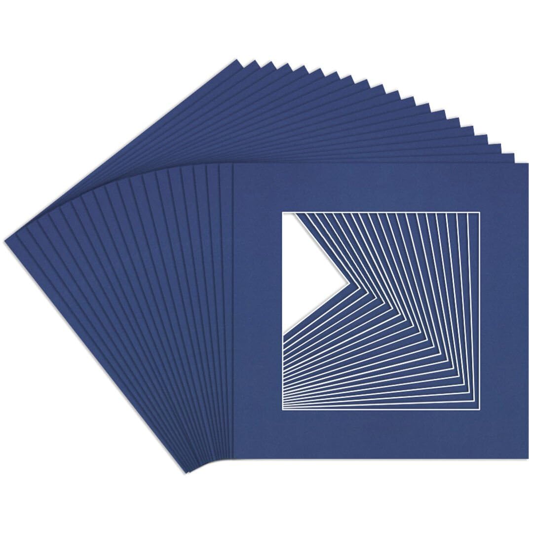 Procut Global 6x6" Blue Picture Mounts to Fit 4x4" Aperture - Precision Cut Cardboard Photo Mount - Ideal for Frames, Prints, Artwork & Certificates - Sizes & Colours Available - 20 Pack โ image 1