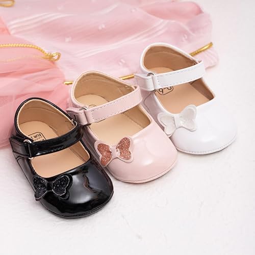 Miniatura 3 de Meckior Zapatos deportivos para bebé y niñas, suela suave, con lazo, princesa, vestido de boda, Mary Jane, planos, para recién nacidos, ligeros,