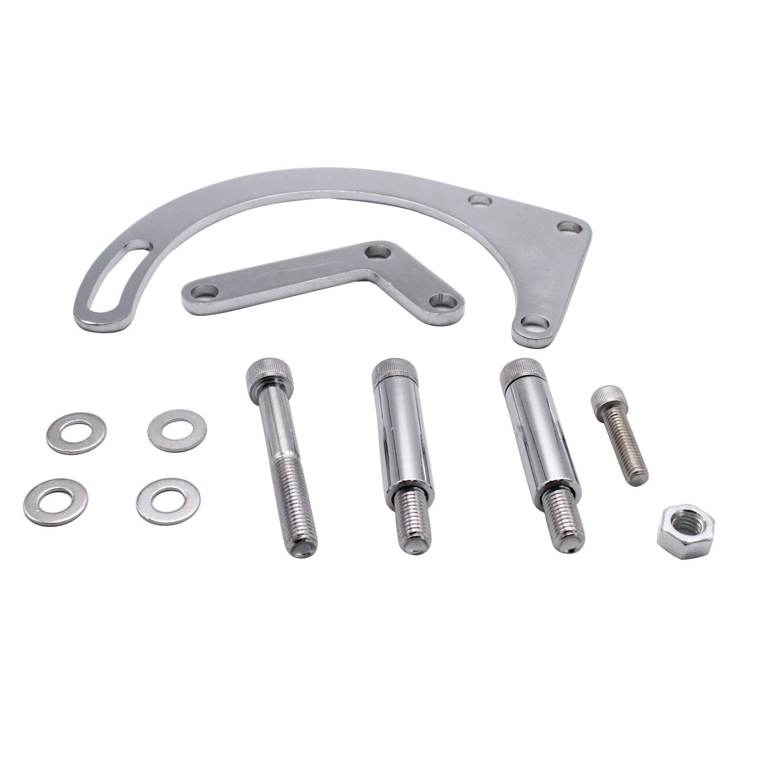 YUCHENSHLPPolished Chrome Low Mount Alternator Bracket for SBC 265 283 327 350 383 400 Short Water Pump