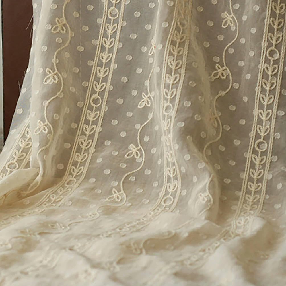 150 cm breit 100 cm lang beige Blumenblatt Bestickt halbdurchsichtiger Chiffon-Stoff Meterware Chiffon-Stoff für Stoff DIY Schal Basteln
