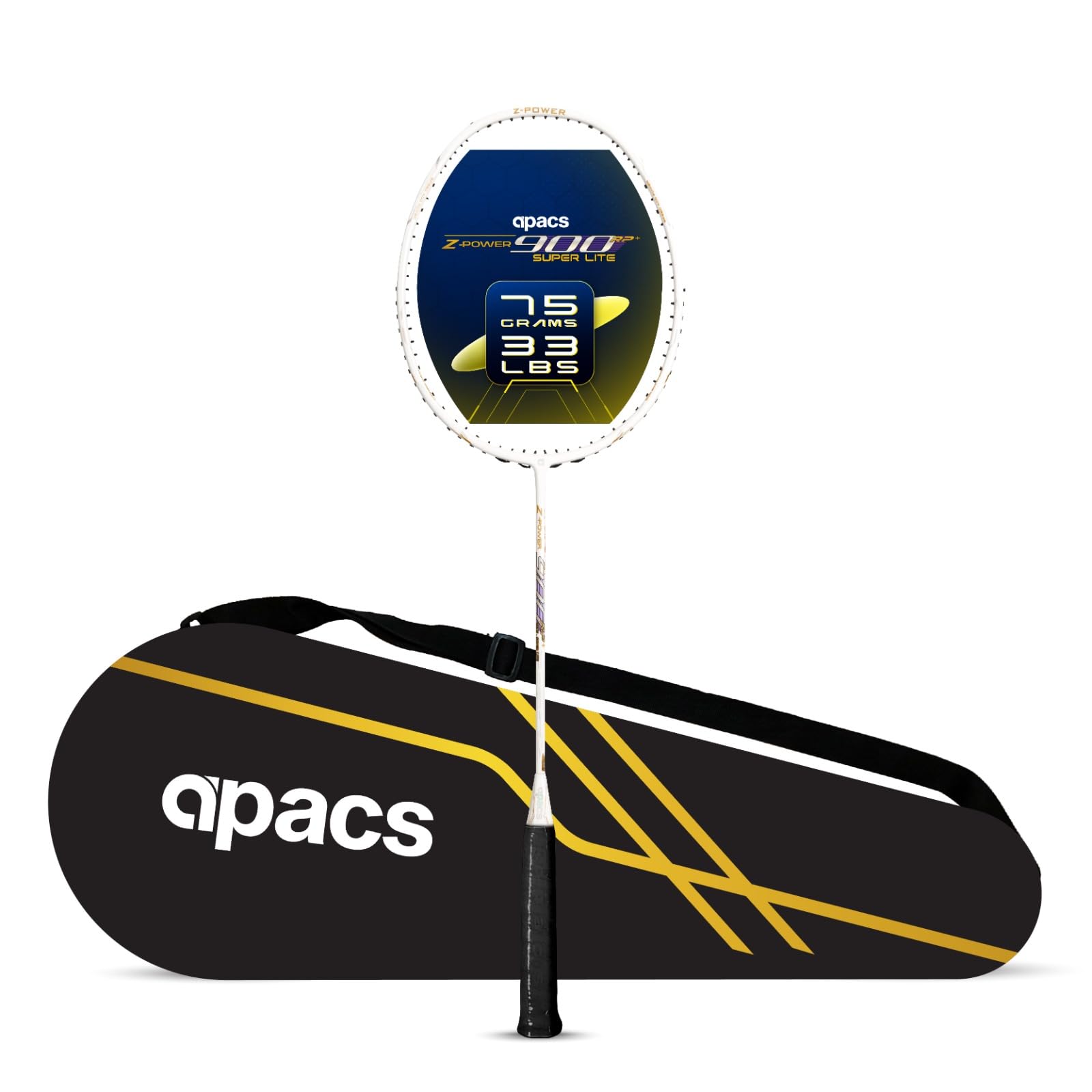 Apacs Z Power 900 RP+ Super Lite (Unstrung, 75g Super Lightweight) Made in Vietnam | Head Heavy | Extra Slim Shaft | Japanese High Modulus Graphite Badminton Racket with Free Full Cover (White) (B0CJV73W77) Amazon Price History, Amazon Price Tracker