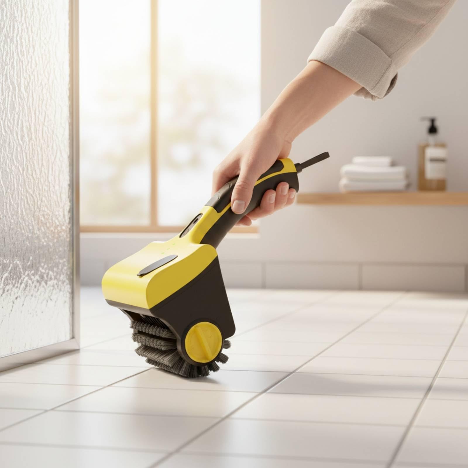 Cepillo Eléctrico de Limpieza Cepillo Fregadora Escobilla Herramienta con Cabezal PP Reemplazable y Mango Ergonómico para Azulejos Parrilla Cocina y Baño Adecuado para Hogar Exteriores Viajes