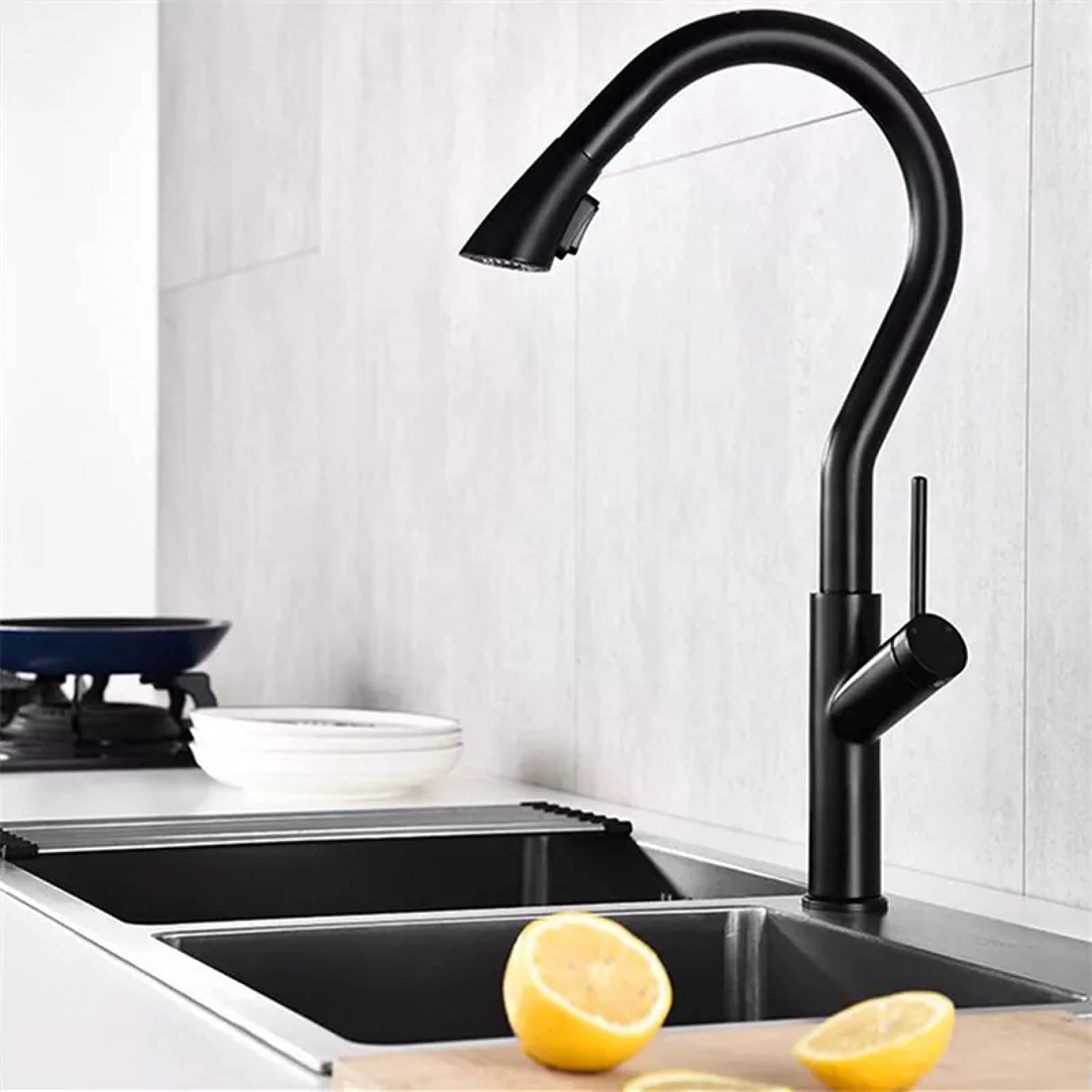 Mitigeur cuisine extractible eau chaude froide avec grue rotative