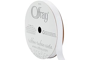 Offray 3/8" Thin White Ribbon, 21-Foot Spool, Perfect for DIY Crafts & Gift Wrapping