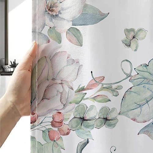 Miniatura 4 de Cortinas de ducha de calabaza verde azulado otoñal, lindo juego de cortina de ducha de tela de calabaza de acuarela de otoño para decoración de baño