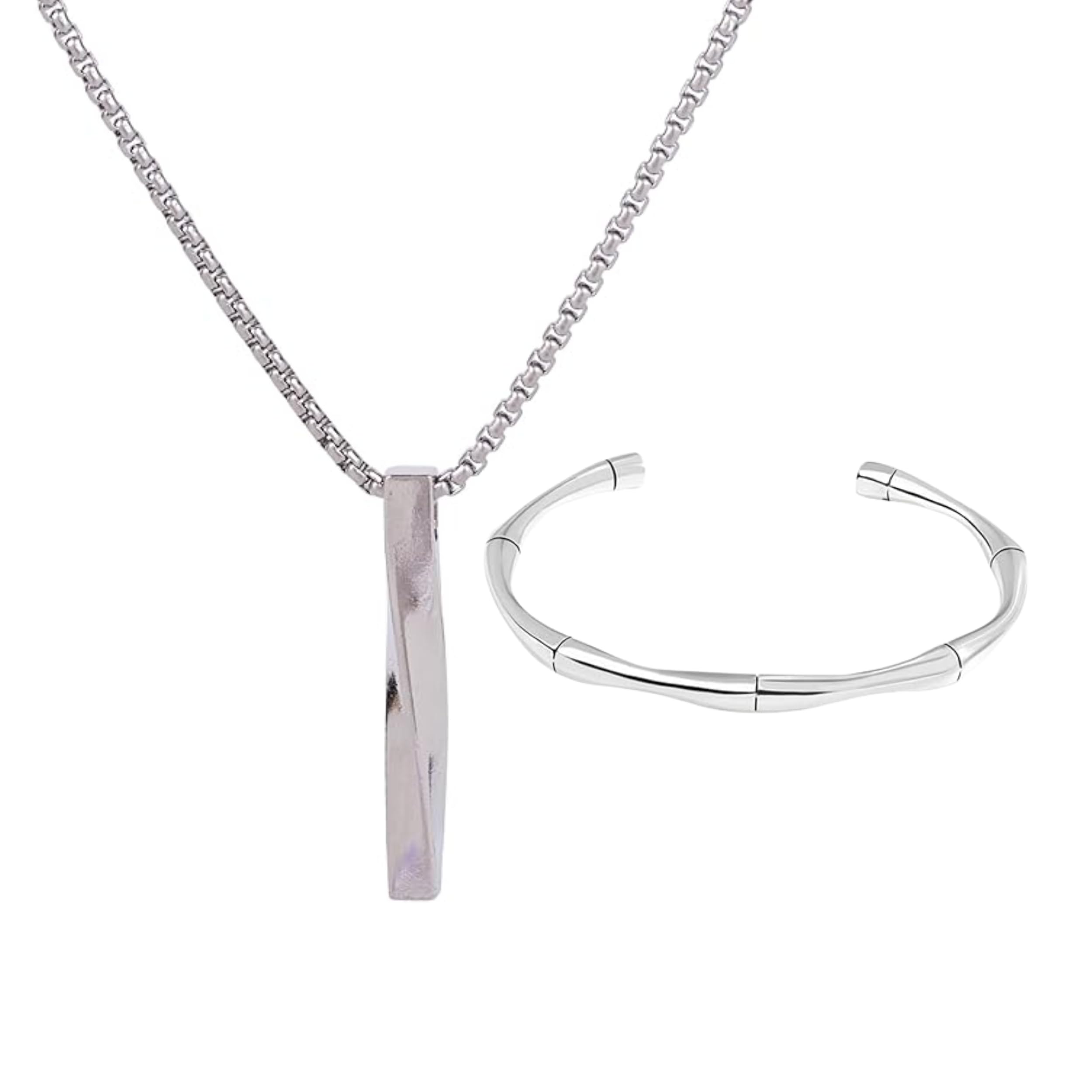 Set of Bracelet & Necklace for Men - Collier & Vagabond - Pendant, Chain, Jewellery Combo | Gift for Diwali, Christmas, Marriage, Birthday