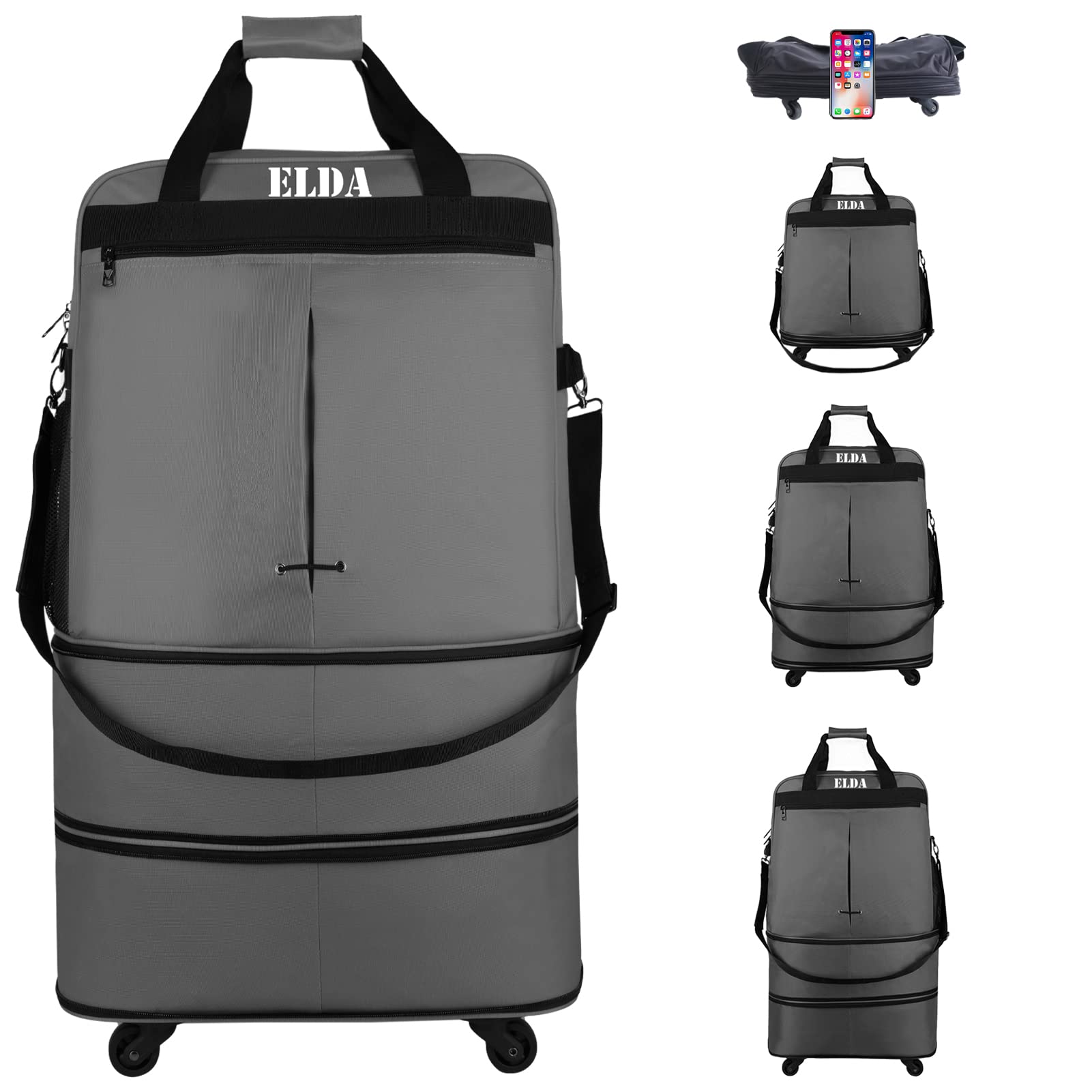 ELDA Expandable Foldable Luggage Suitcase for Men Women Lightweight Suitcase Large Capacity Luggage with Universal Spinner Wheels