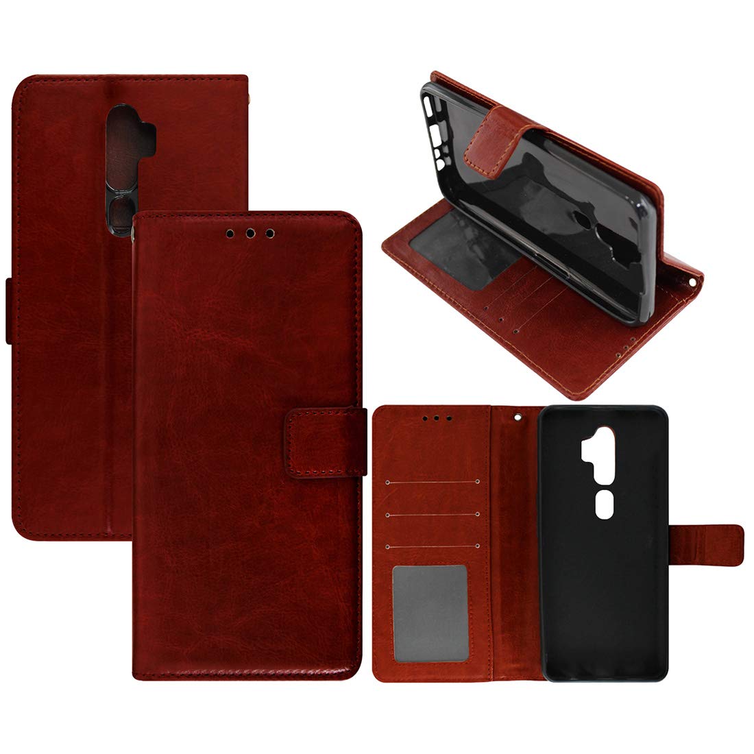 Amazon Brand - Solimo Flip Leather Mobile Cover (Soft & Flexible Back case) for Oppo A9 (2020) (Brown) (B083P8TJNB) Amazon Price History, Amazon Price Tracker