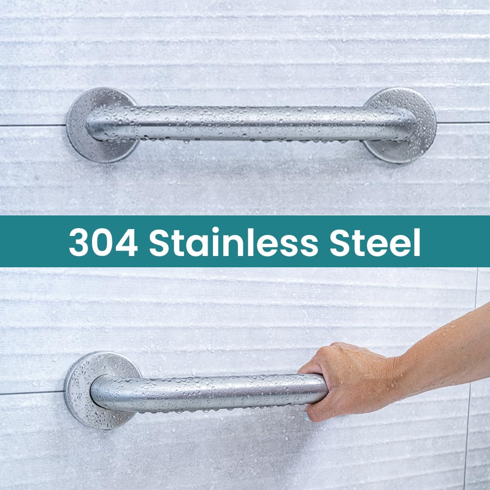 2 Pack Bathroom Grab Rail, 12inch Anti Slip Shower Grab Bar Handle, Stainless Steel Bathroom Balance Bar - Image 3