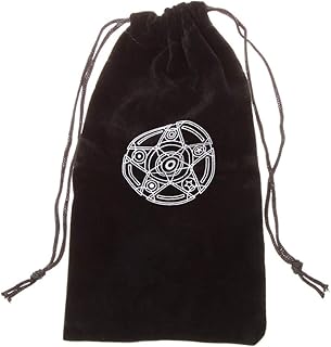 Cuigu Borsa per carte di tarocchi in velluto, pentagramma nero, borsa portaoggetti da confezione di cordino, mini per trucchi di gioielli