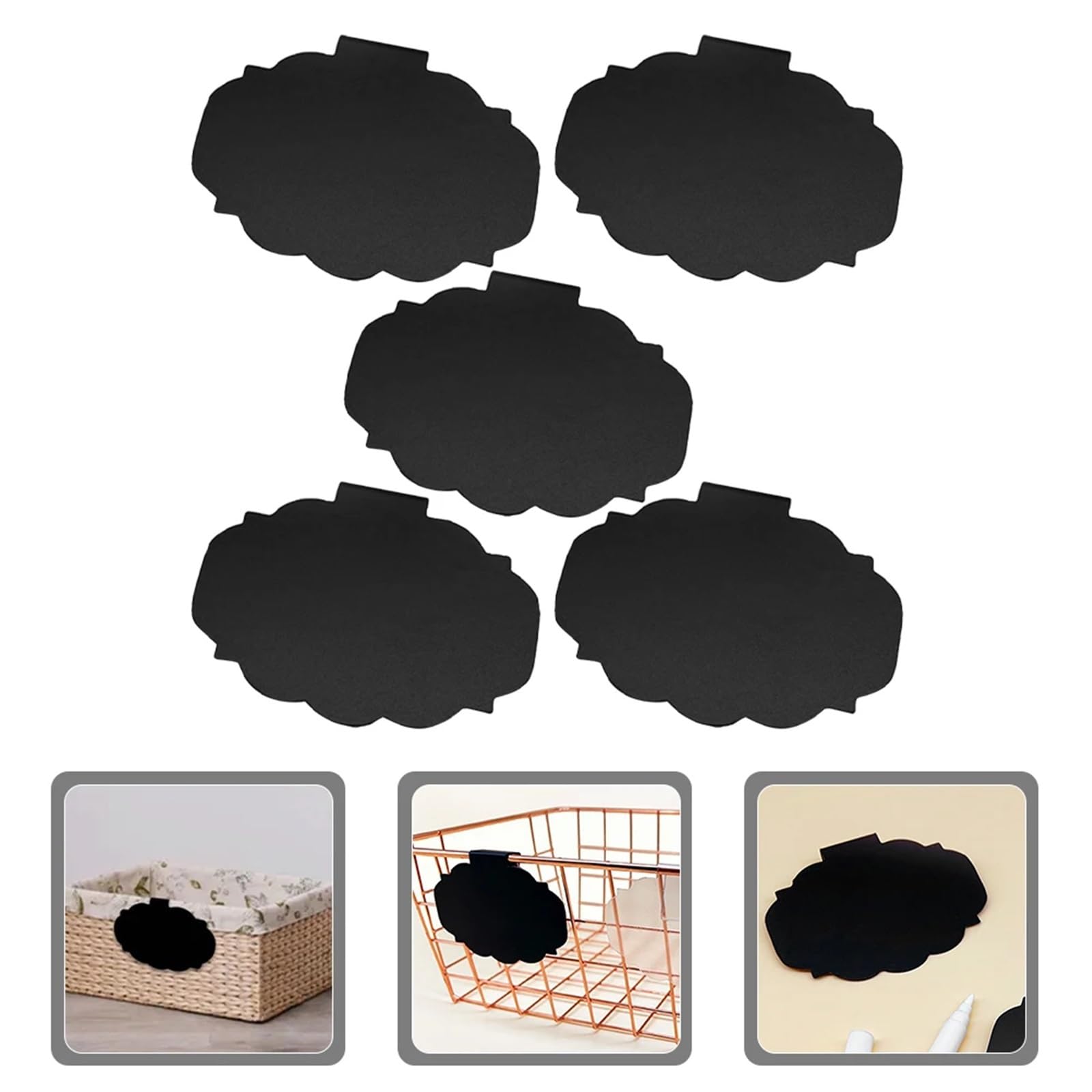 Lot de 50 mini étiquettes pour paniers de rangement en plastique réutilisables