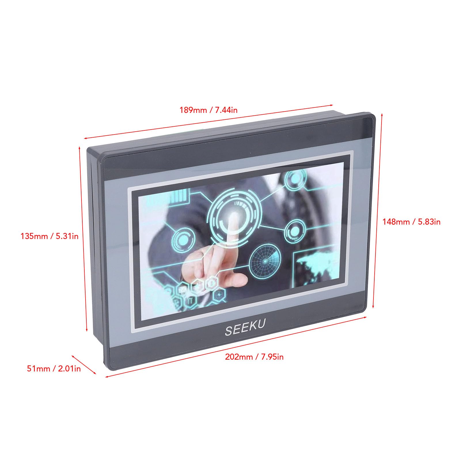 Marhynchus Touchscreen HMI PLC Programmabile 7in, Misurazione della Temperatura Alta Velocità, 12in 8out 6 Contatori 3K, Adatto per Automazione Industriale con Funzioni Unique
