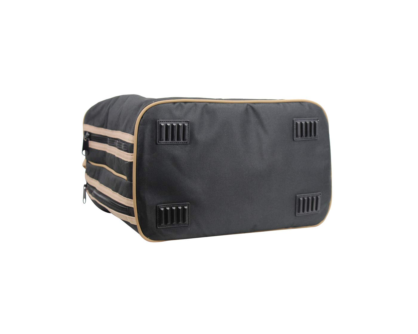 3 Capa Acolchada Espalda Abierta Occidental Bolsa para Botas, Color Negro/Beige Trim