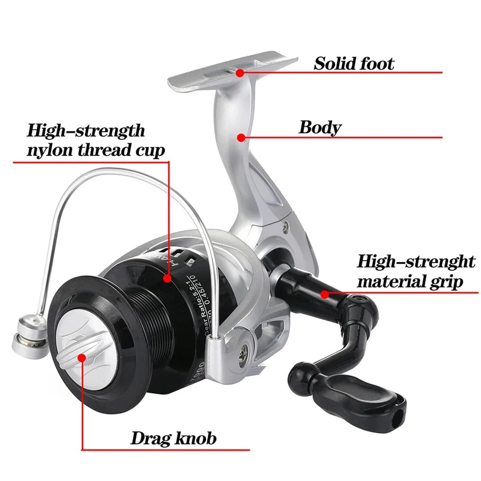 Carretes De Pesca Carrete de Pesca Giratorio máximo 10 kg Spinning