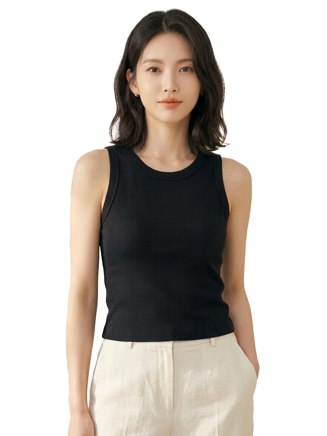 kex Women’s Ribbed Solid Scoop Neck Tank Top – Sleeveless Stretchable Slim Fit Camisole for Women & Girls, Soft Breathable Casual Top for Summer, Gym, Lounge & Everyday Wear-picture-36
