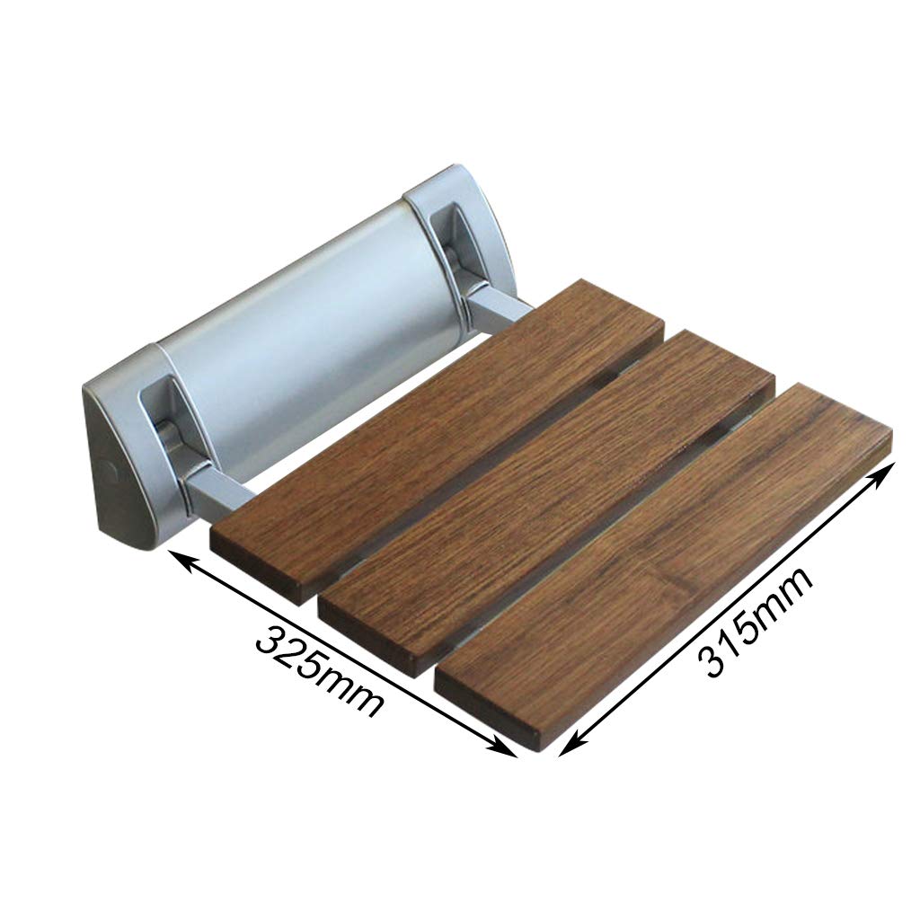 Plegar Silla de Ducha Madera Montaje en Pared Banco de Asiento de Ducha Taburete de Seguridad para bañera para Personas Mayores, discapacitadas, Mujeres Embarazadas, Tamaños 315 mm (L) * 325 mm (W)