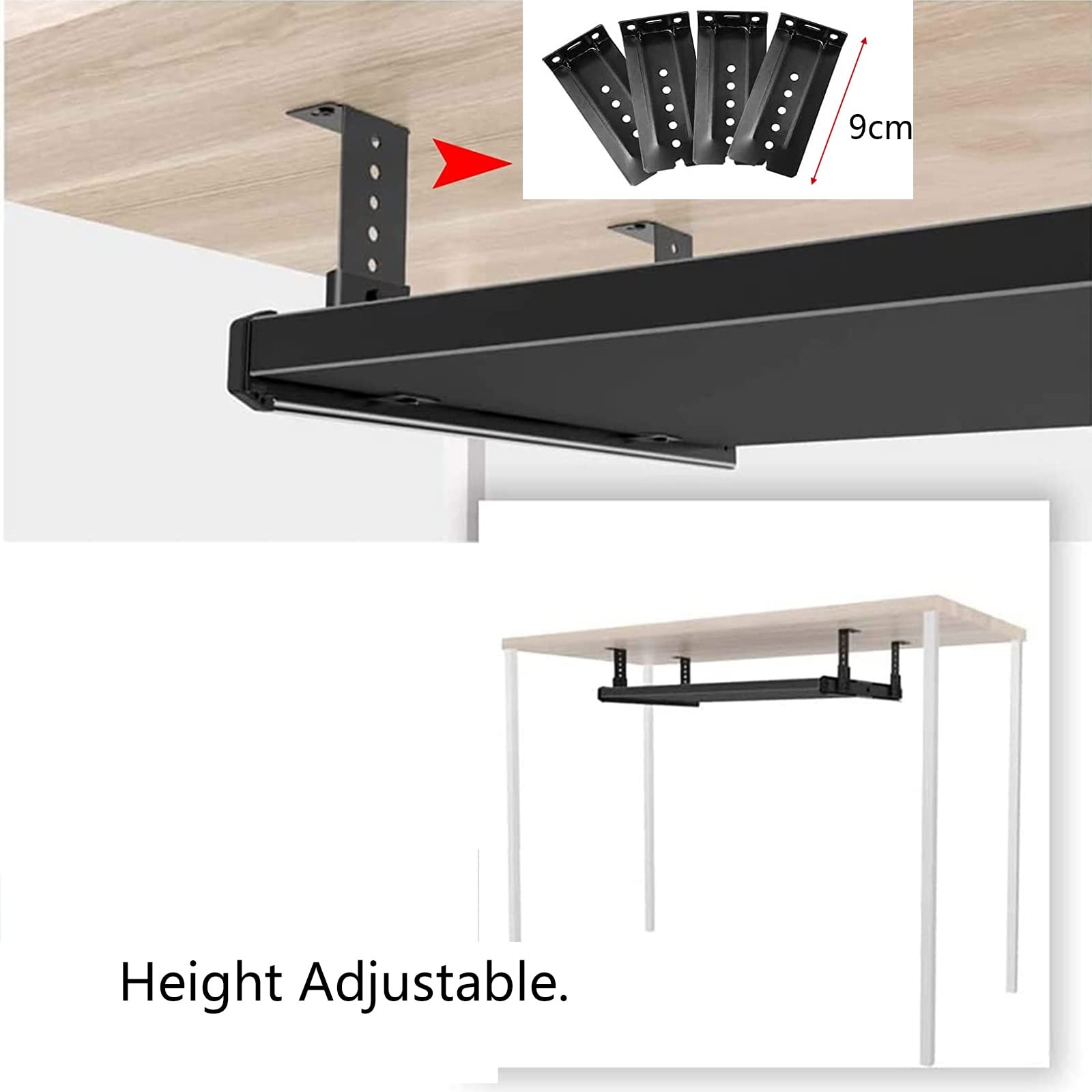 Onder bureau toetsenbord lade, toetsenbord schuifplatform, ergonomische bureau verlenger lade, uitschuifbare toetsenbord lade met draaibare C-klem, voor thuiskantoor, eenvoudige montage (Color : C