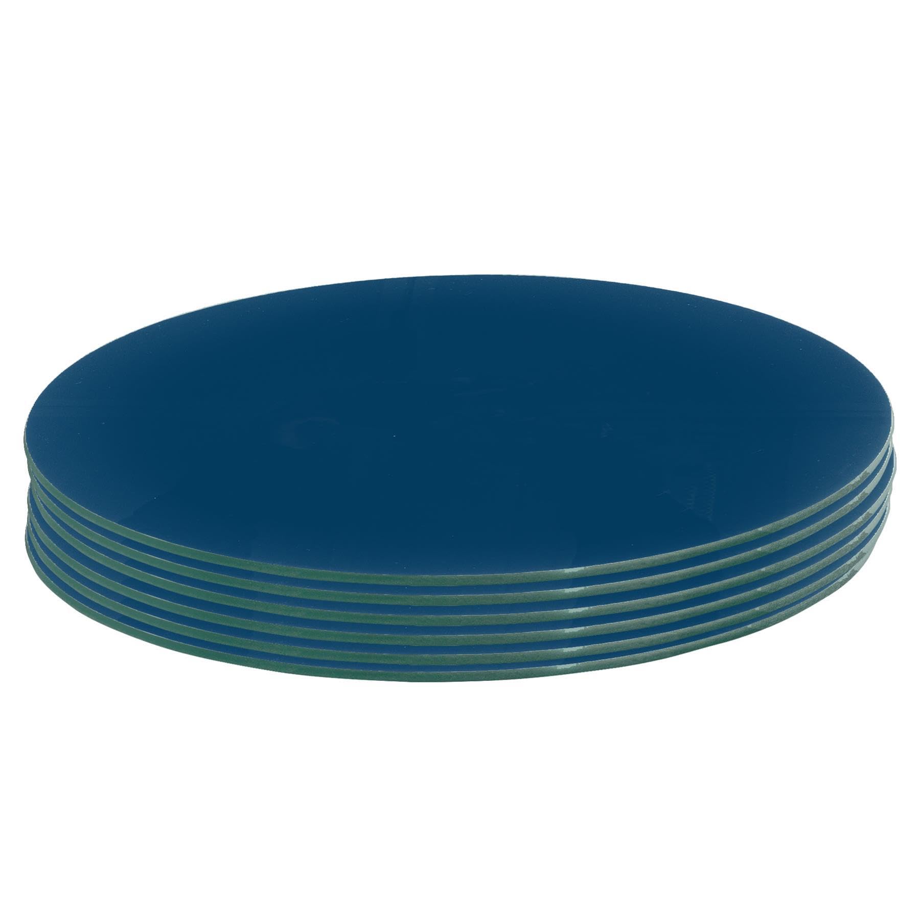 Harbour Housewares Round Glass Placemats - 30cm - Hague Blue - 6x
