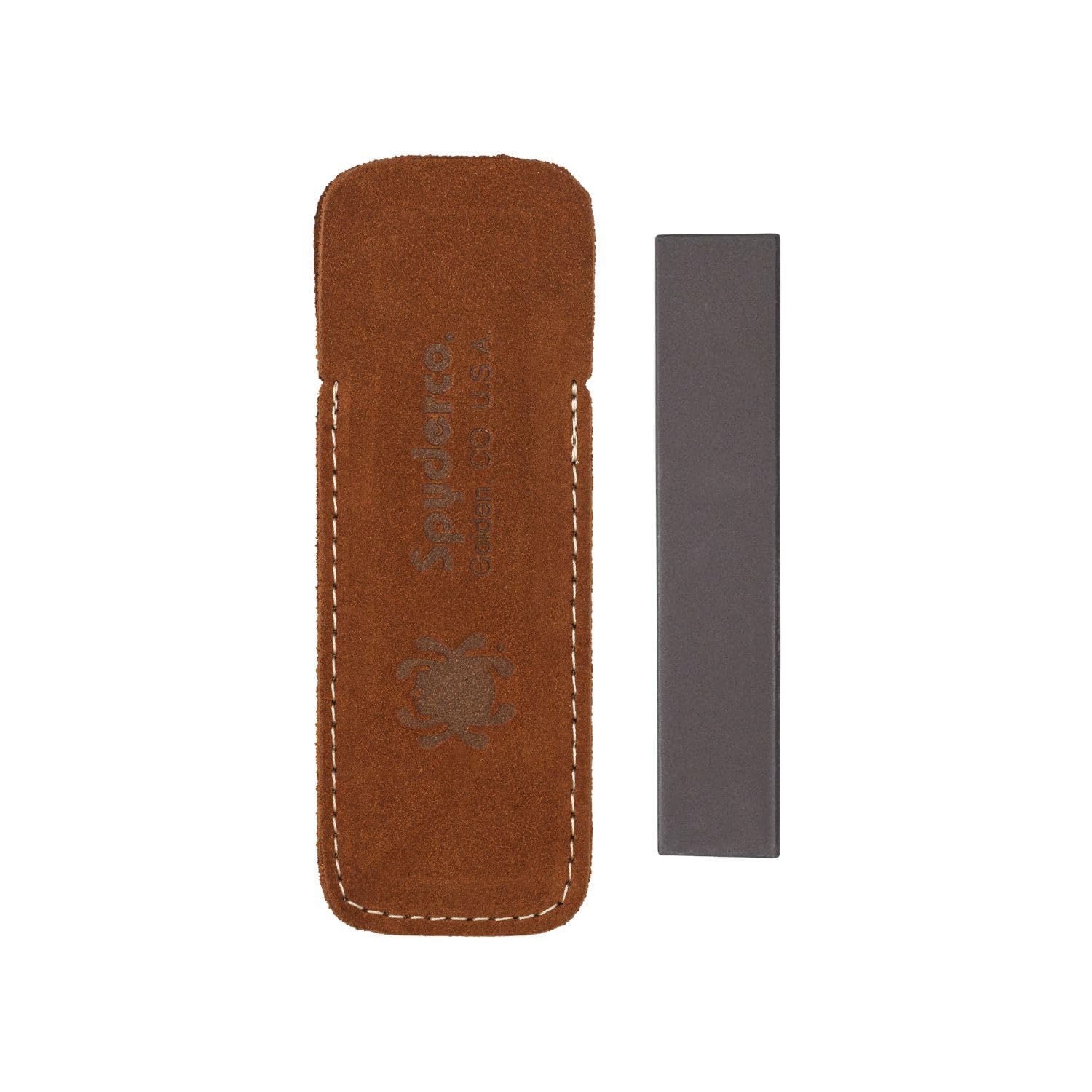 Spyderco Medium Grit Pocket Stone with a Leather Case - White