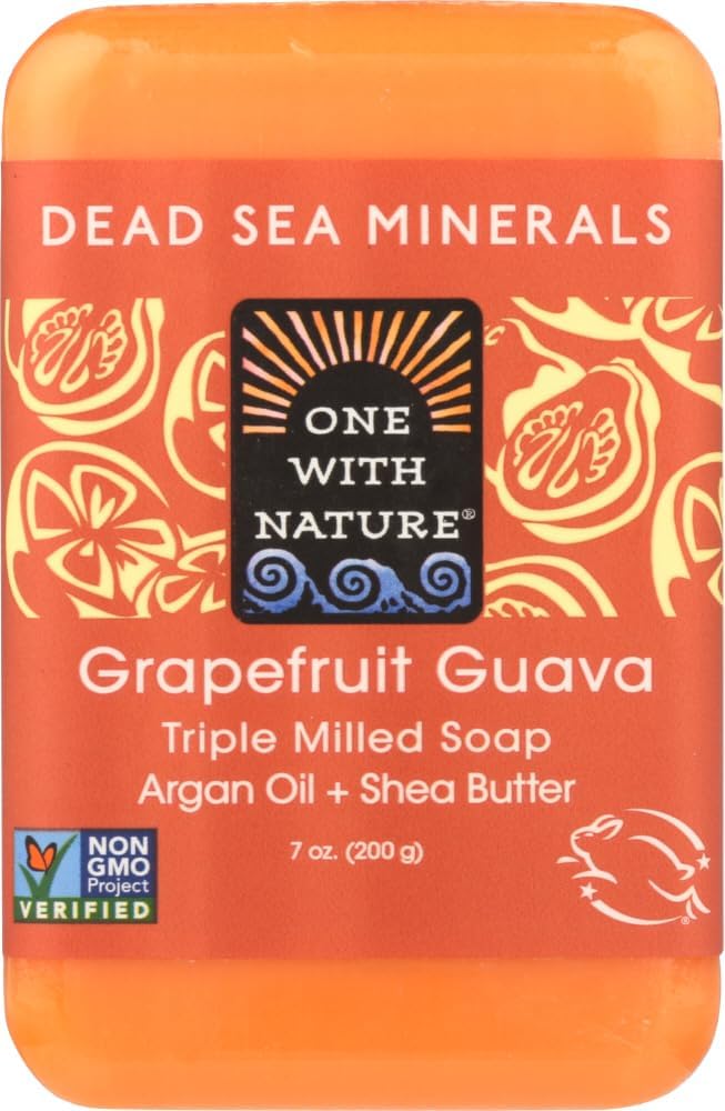 New - One With Nature Triple Milled Soap Bar - Grapefruit Guava - 7 oz