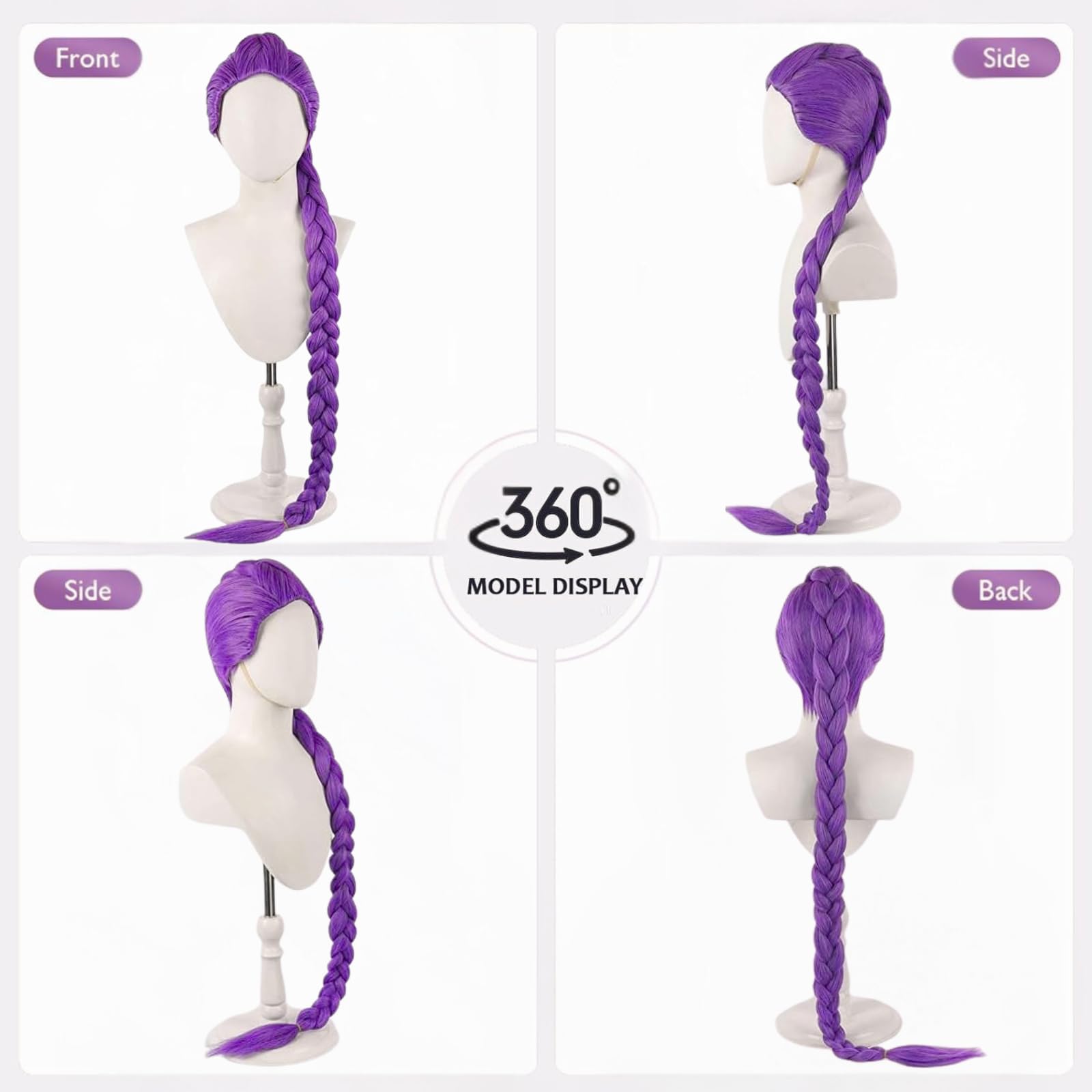 CGVG Anime Cosplay Pruik Cosplay Kostuum Pruiken voor Vrouwen Halloween Carnaval Party (Paars Mix Zwart