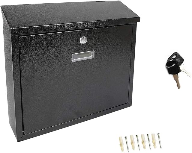 Display4top Lockable Letter Box | Post Box | Mail Box with Cover Outdoor Wall Mounted Mail Box - Black