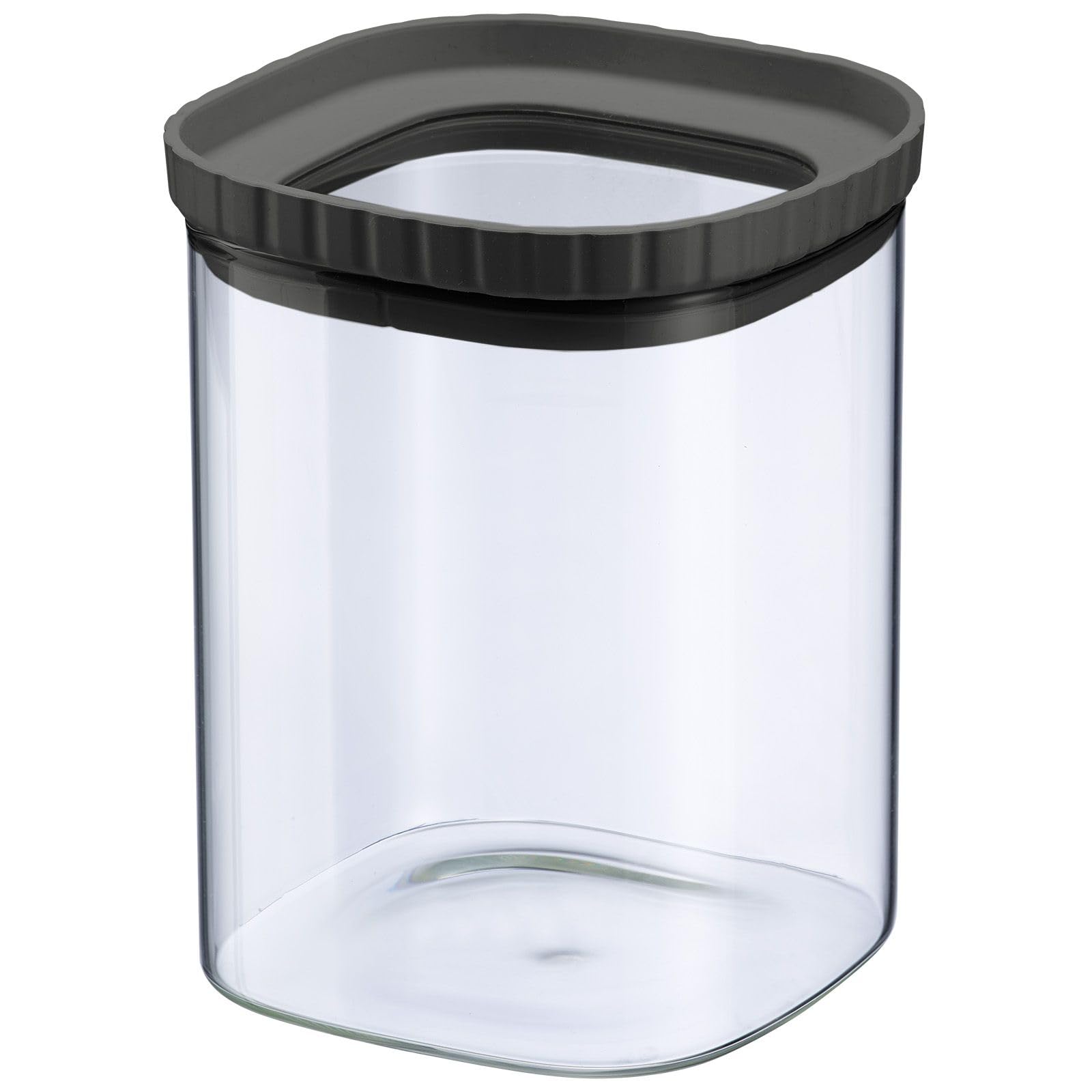 Westmark Glass Jar with Silicone Lid – Practical Storage Jar with Lid, Ideal for Storing Pasta, Spices, Tea, Sweets, and Much More, Square, Stackable