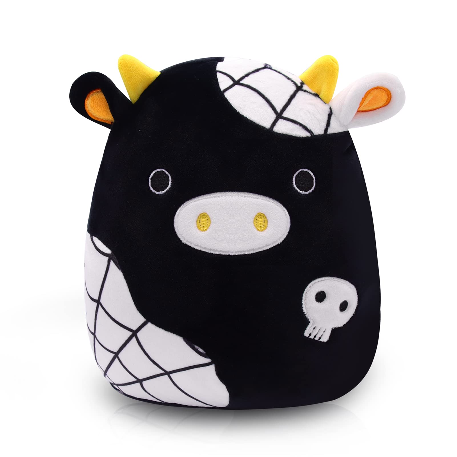 9 Inch Black Cow Stuffed Animals Pillow, 3D Cute Cow Plushie Toy, Kawaii Cow Plush, Cow Pillow Plush for All Ages, Gift for Christmas Birthday Halloween Home Decoration