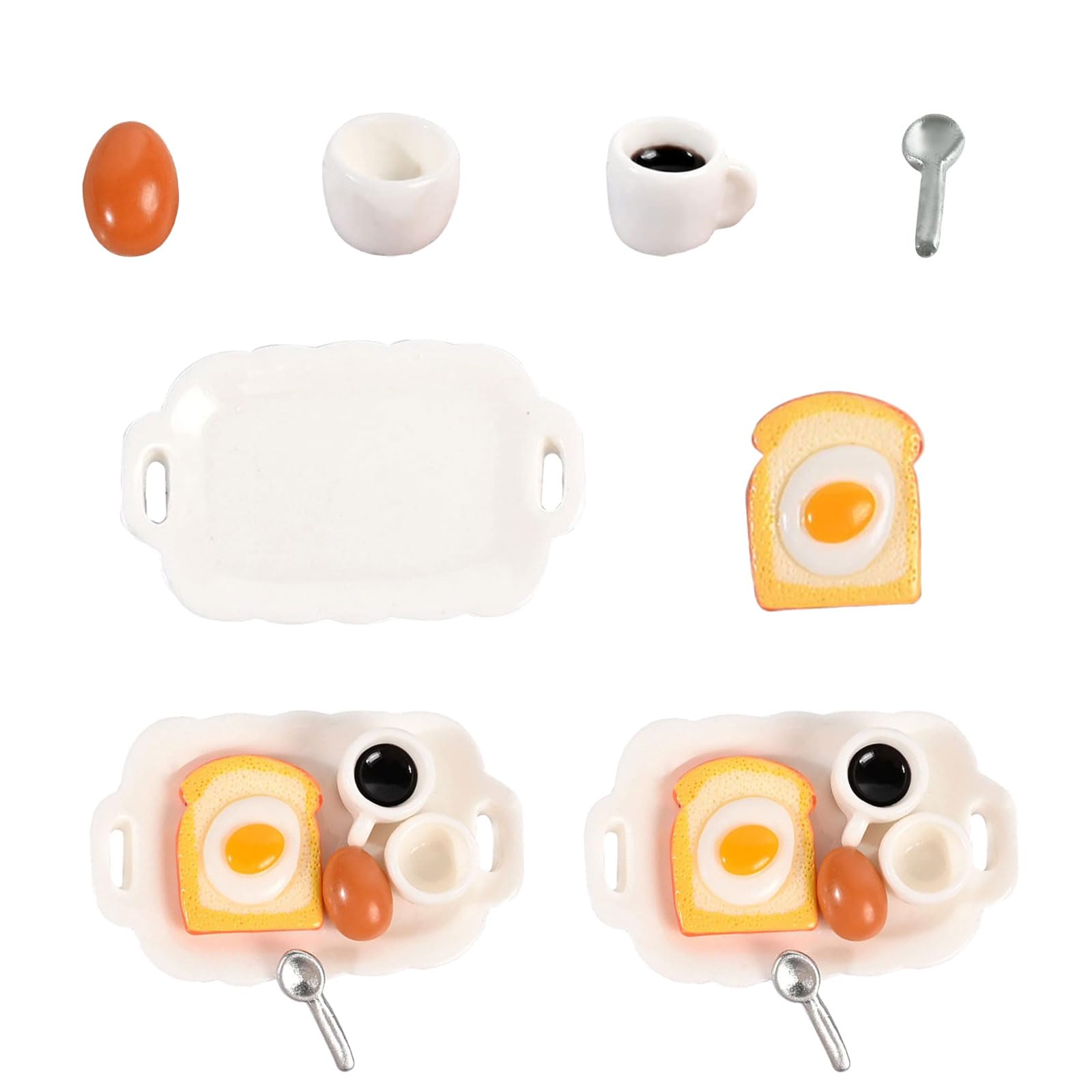 Miniatur-Frühstücksset Für Puppenhäuser – Brotbackautomat, Toast, Milch & Mehr, Kunststoff/Resin