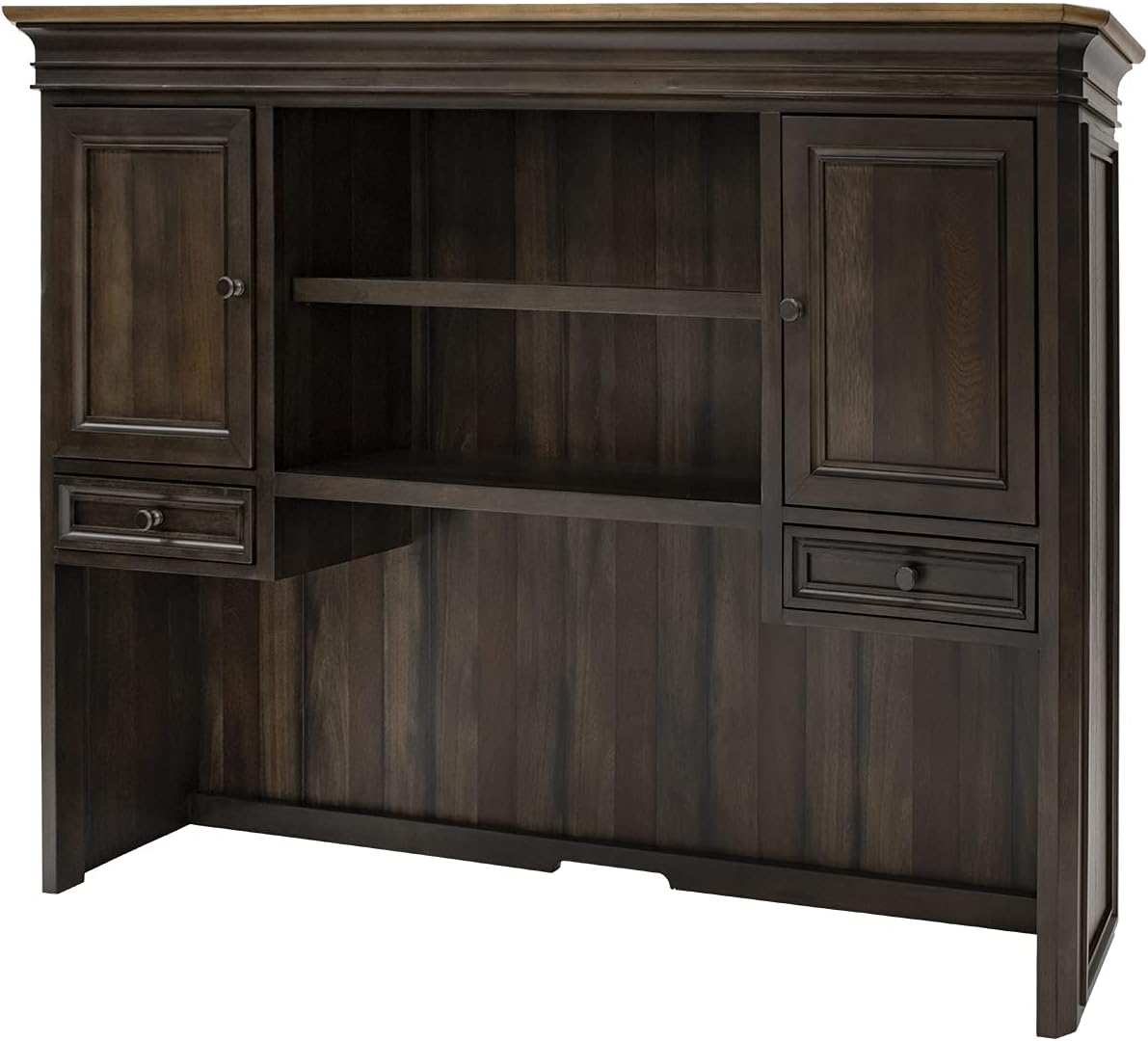 Martin Furniture Executive Hutch with Wood Doors Two Drawers Fully Assembled Brown