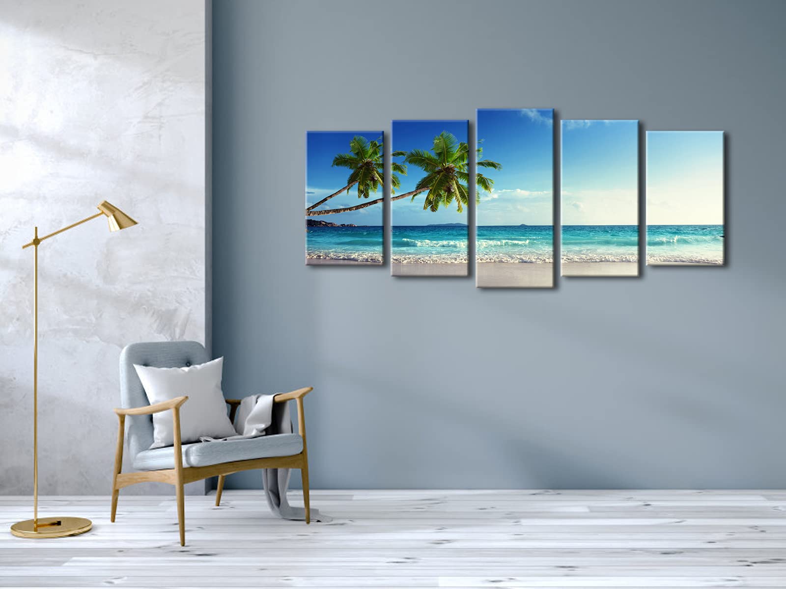 MHARTK66 Quadri Moderni Spiaggia Blu Soggiorno, Quadro Natura Vista Mare All 'alba Stampe Su Tela, Decorazioni Camera da Letto Bagno Sala da Pranzo Cucina
