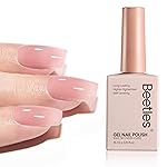 Beetles Nude Pink Gel Nail Polish - 15ml Nude Color Jelly Pink Gel Polish Sheer Translucent Effect Nail Concealer Soak Off UV LED Nail Lamp French Nail Art Gifts for Women Girls
