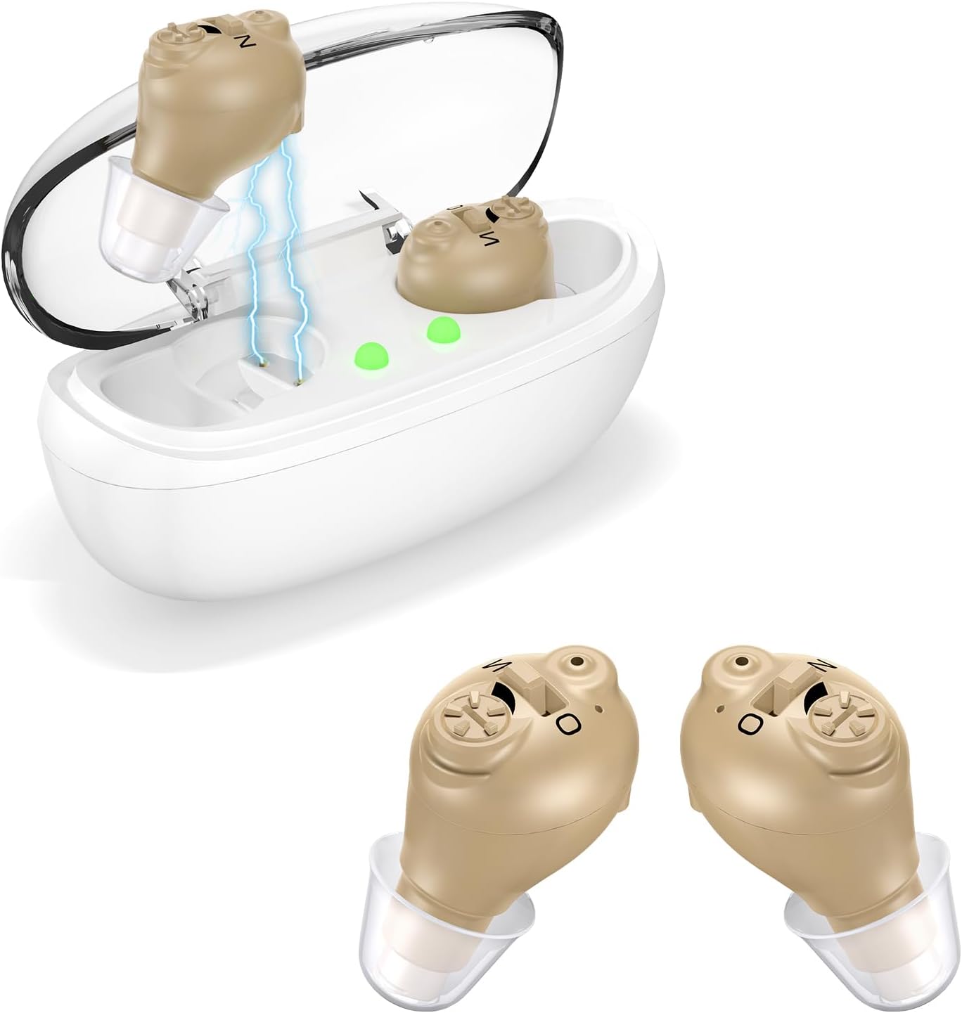 Mini Rechargeable Senior Digital Sound Amplifier (PSAP) with Noise Reduction, Portable Charging Case (Pair)