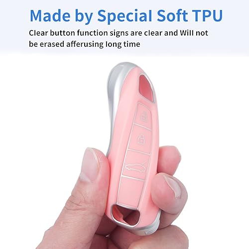 Miniatura 5 de Funda para llavero Porsche, compatible con Porsche 911 Cayenne Panamera Macan (A rosa)