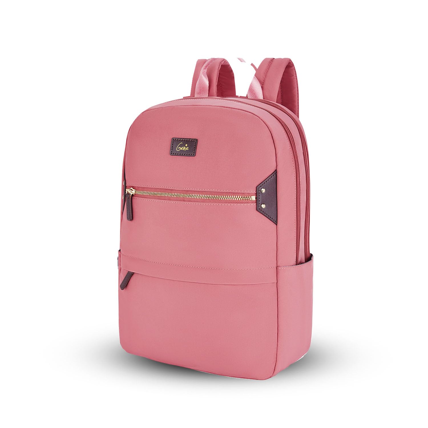 Genie Brooklyn Pink Backpack for Women & Girls with 15.6" Laptop Compartment | College & Office bag for Women & Girls| 4 zips with Secret Pocket | Water Resistant Bags | Laptop Backpack for Women (B097JMW5CZ) Amazon Price History, Amazon Price Tracker