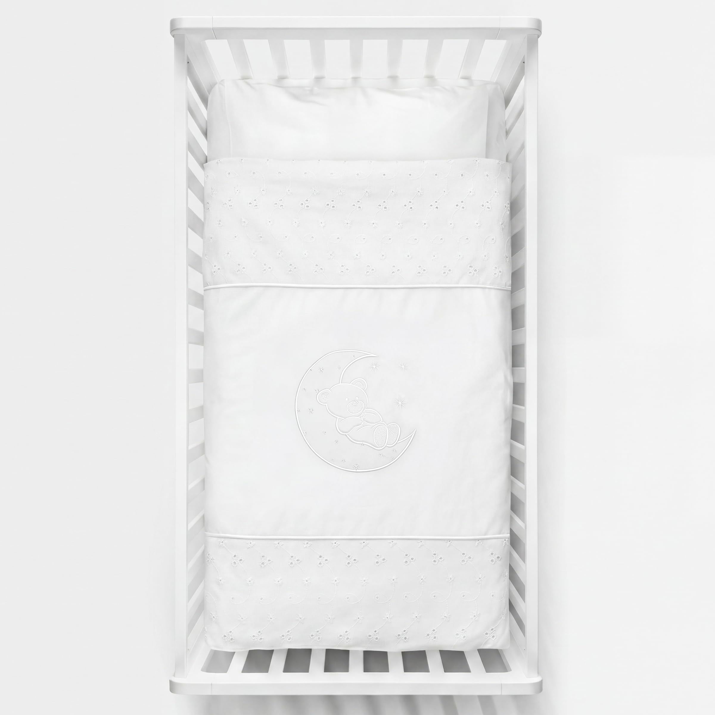 Parure de lit 2 pièces 135 x 100 en coton blanc pour apaiser les nuits agitées de bébé