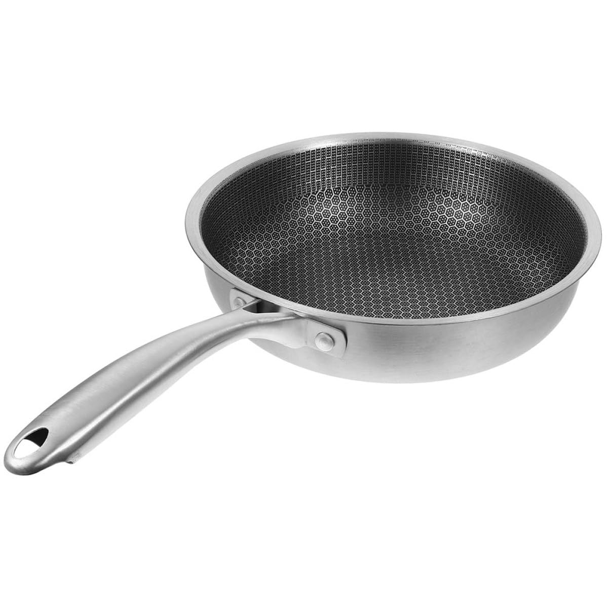 Ciieeo Padella per Frittata in Acciaio Inox 24 Cm a Nido D'ape Antiaderente, Padella per Uova e Bistecche Compatibile Induzione, Mini Casseruola Versatile per Cucina Quotidiana