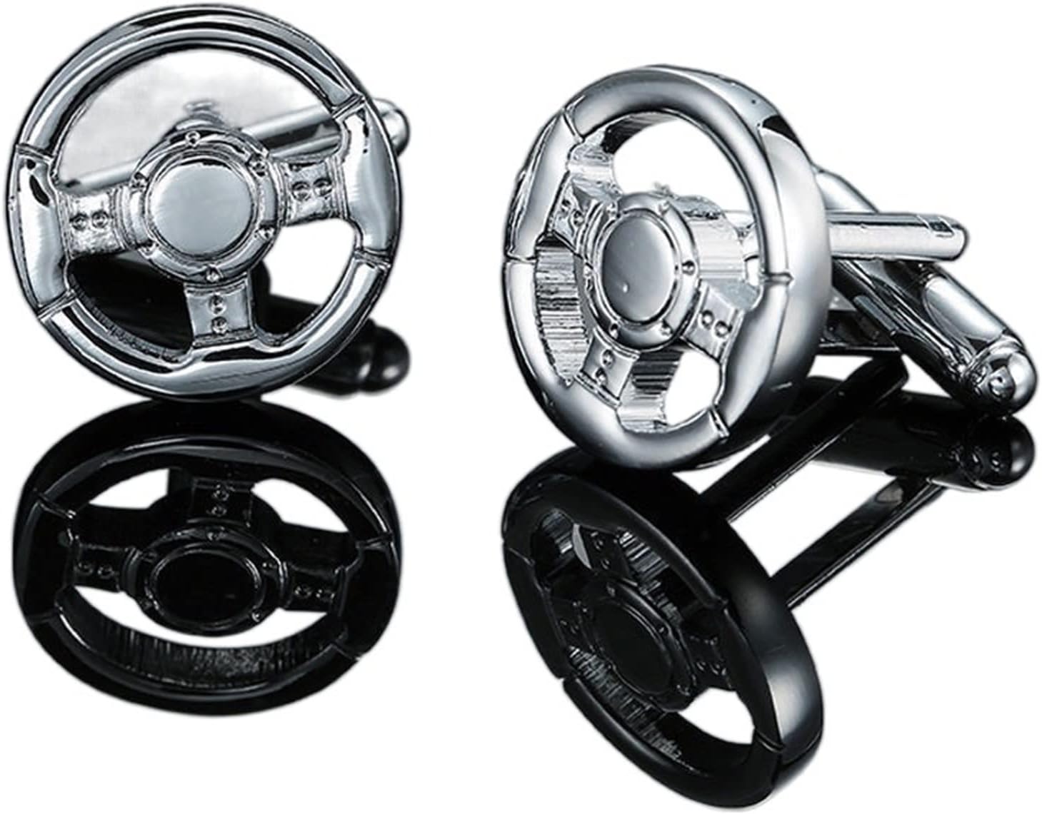 Elegant 2 pair copper Fashion men's French shirt cufflinks High grade round design car stall speedometer compass CuffLinks for Men's (Metal color : C)
