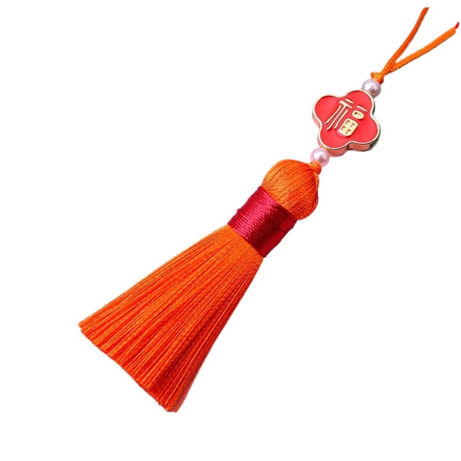 Tassel Craft Floss, Silk Tassel Craft Decor Chinese Knot Fringe Bookmarks Pendant(Orange,10pcs)